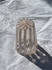 Håndblæst Murano Glas med Lys Pink og Hvide Striber Murano