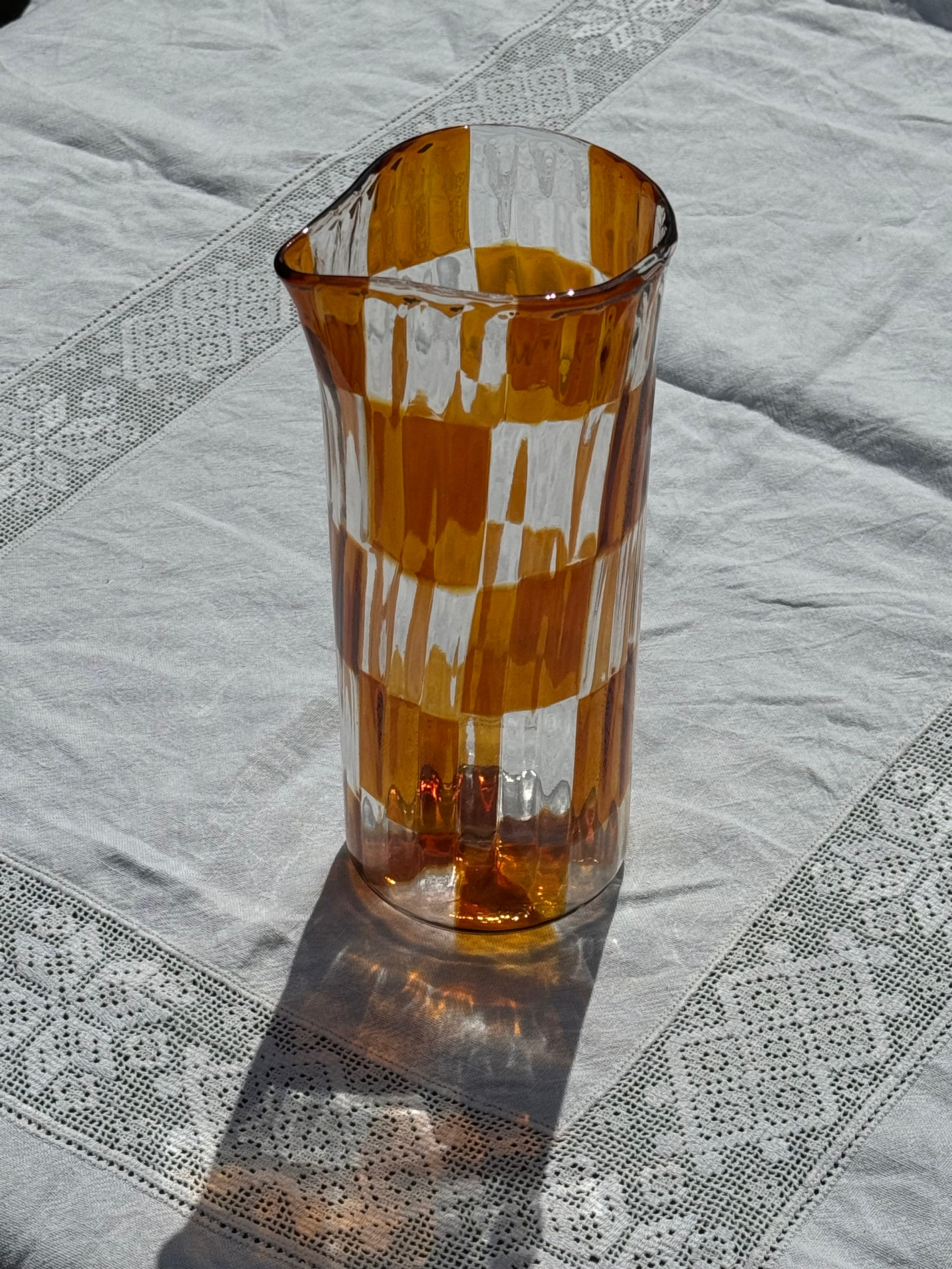 Håndblæst Murano Karaffel i Glas med Skaktern i topasfarvet (gylden gul) Murano