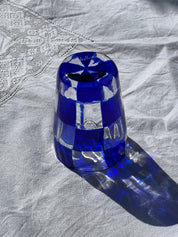 Håndblæst Murano Glas med skaktern i mørkeblå Murano