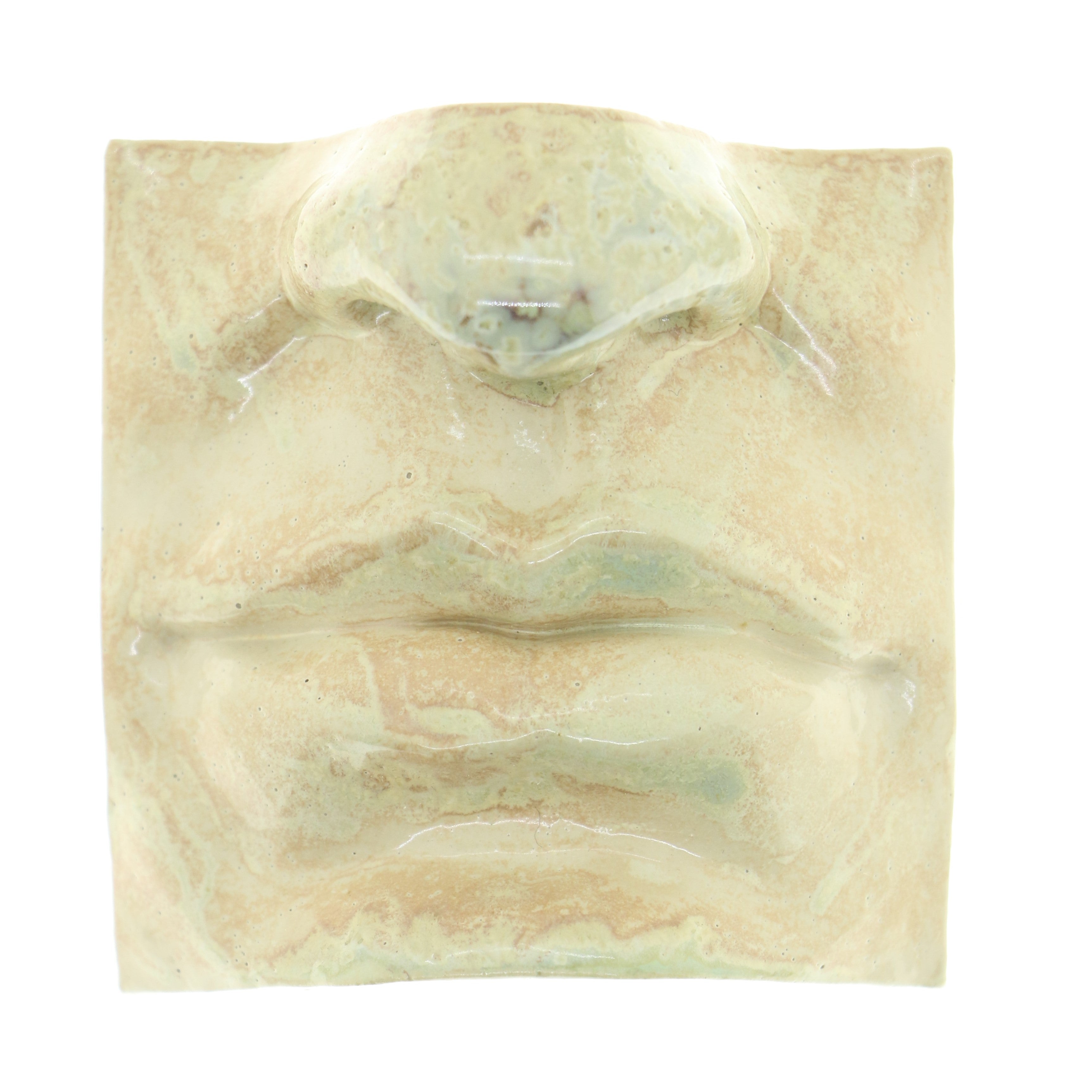 Jacob Laoru | Square Mouth (2): Firkantet mund i glaseret stentøjsler i CrystalGreen til væggen Studio Hafnia