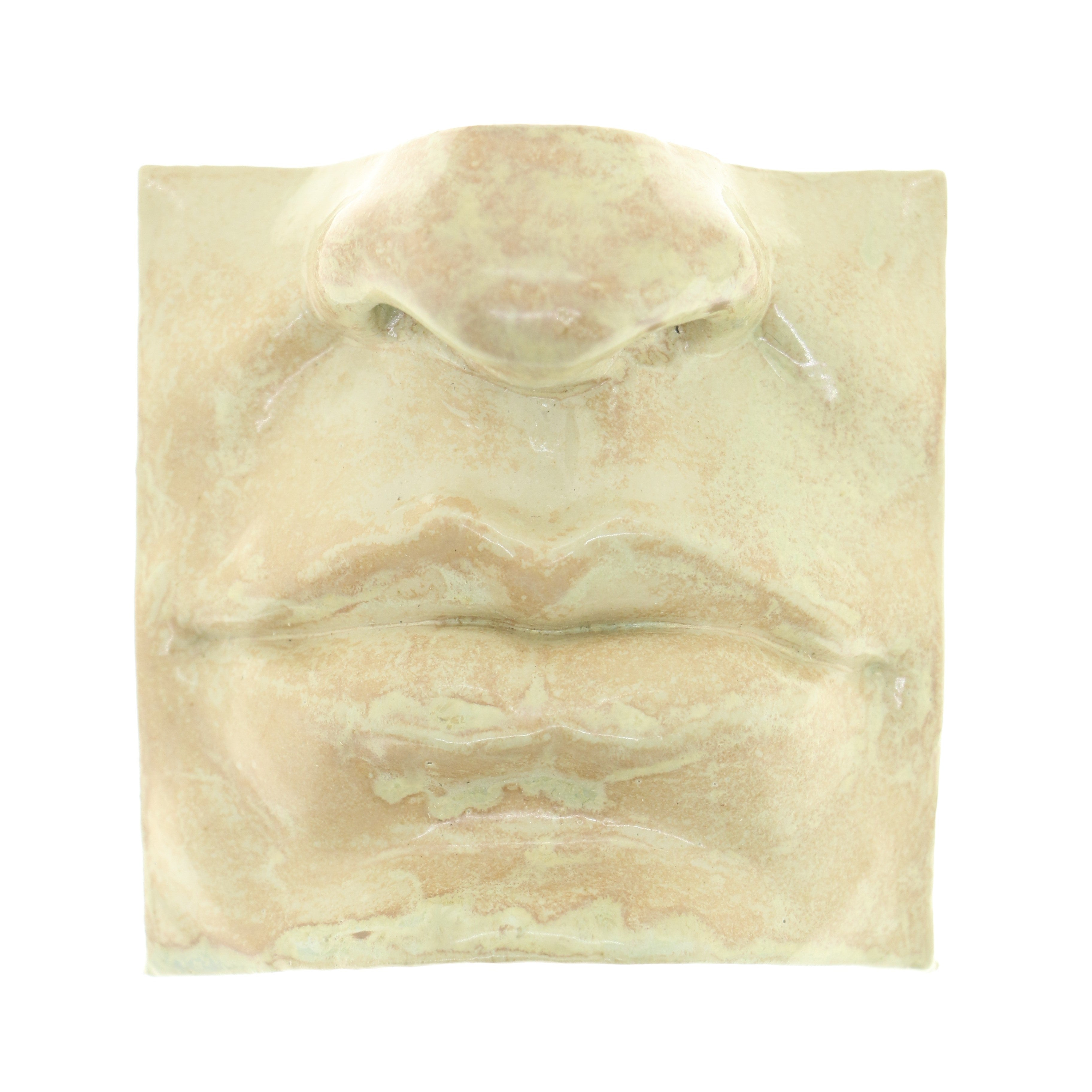 Jacob Laoru | Square Mouth (2): Firkantet mund i glaseret stentøjsler i CrystalGreen til væggen Studio Hafnia