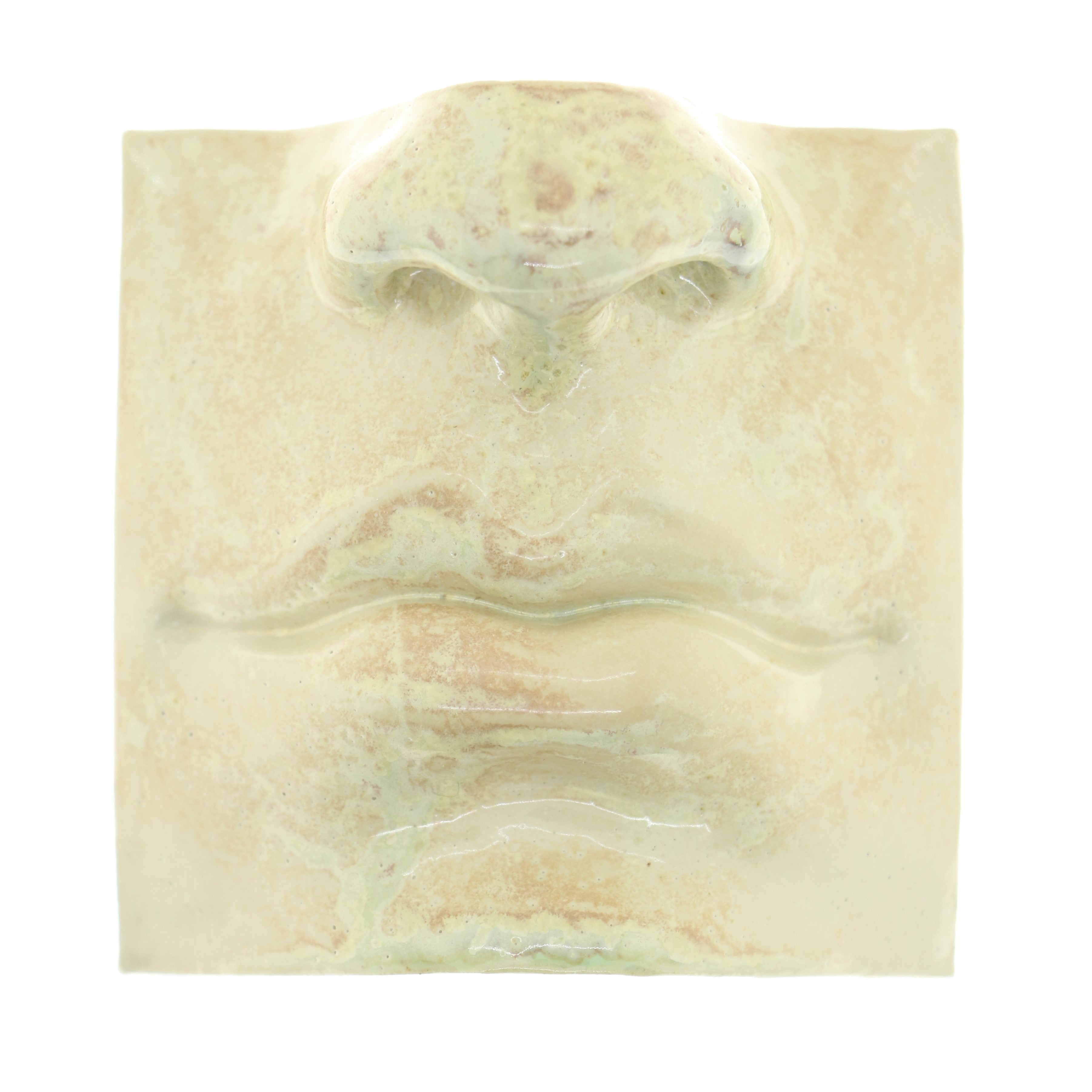 Jacob Laoru | Square Mouth (1): Firkantet mund i glaseret stentøjsler i CrystalGreen til væggen Studio Hafnia