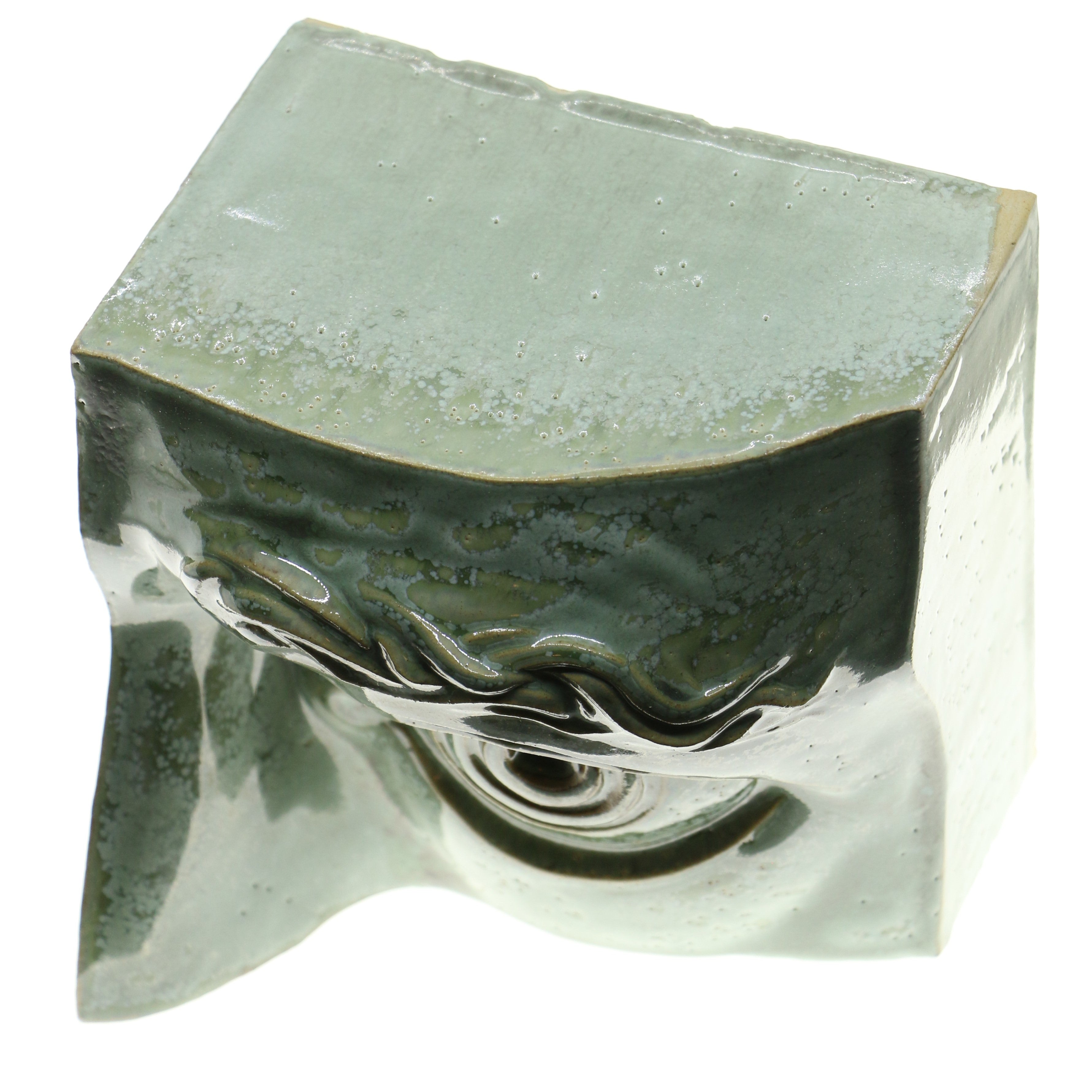 Jacob Laoru | Bookend Eye (Left): Firkantet venstre bogstøtte øje i glaseret stentøjsler i CopperGreen Studio Hafnia