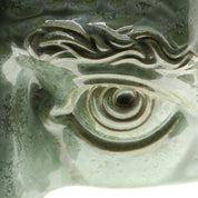 Jacob Laoru | Bookend Eye (Left): Firkantet venstre bogstøtte øje i glaseret stentøjsler i CopperGreen Studio Hafnia