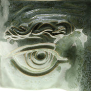 Jacob Laoru | Bookend Eye (Right): Firkantet højre bogstøtte øje i glaseret stentøjsler i CopperGreen Studio Hafnia