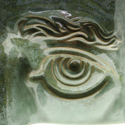 Jacob Laoru | Bookend Eye (Left): Firkantet venstre bogstøtte øje i glaseret stentøjsler i CopperGreen Studio Hafnia