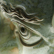 Jacob Laoru | Bookend Eye (Left): Firkantet venstre bogstøtte øje i glaseret stentøjsler i CopperGreen Studio Hafnia