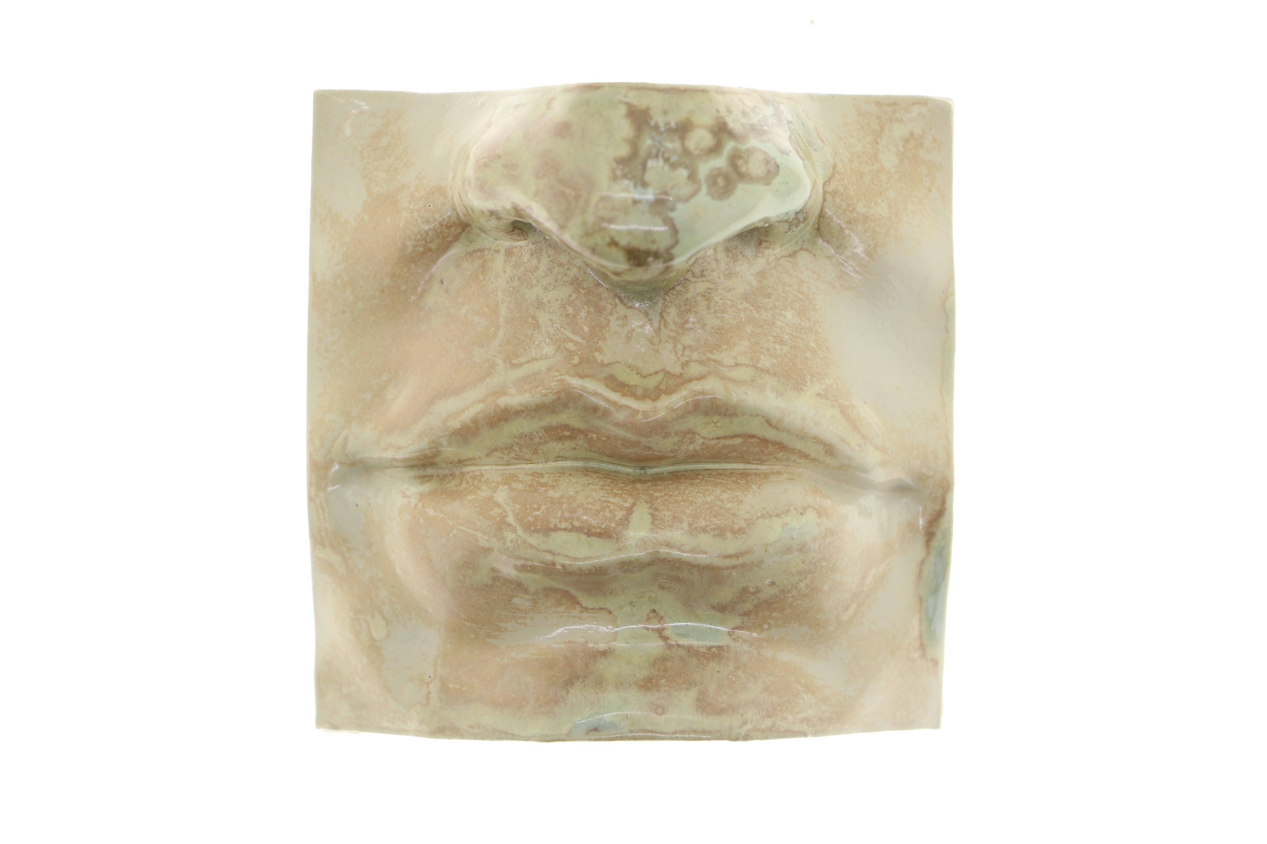 Jacob Laoru | Square Mouth (2): Firkantet mund i glaseret stentøjsler i CrystalGreen til væggen Studio Hafnia