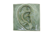 Jacob Laoru | Square Ear (Right): Firkantet øre i glaseret stentøjsler i CopperGreen til væggen Studio Hafnia