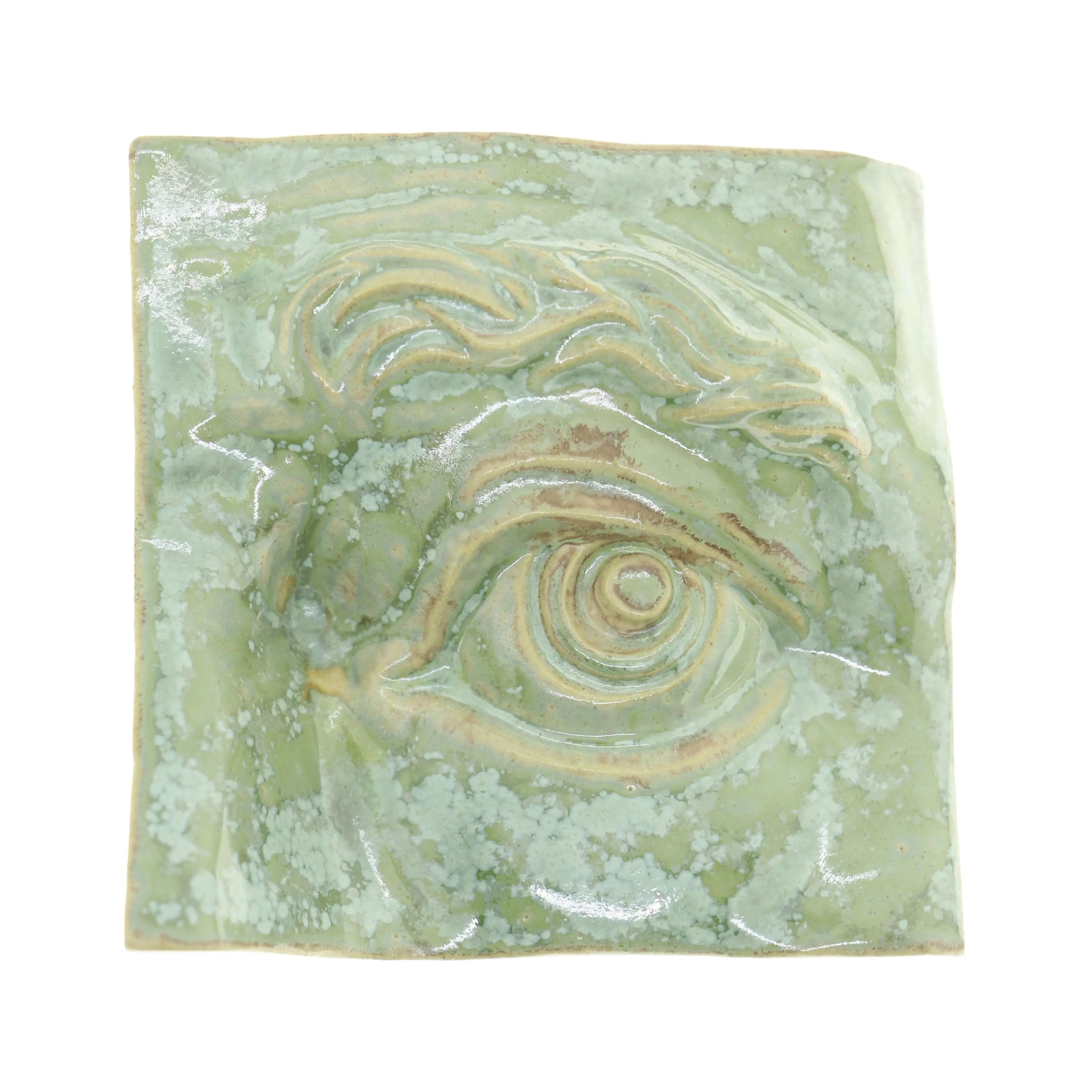 Jacob Larou | Square Eye (Left): Firkantet øje i glaseret stentøjsler i CopperGreen til væggen Studio Hafnia