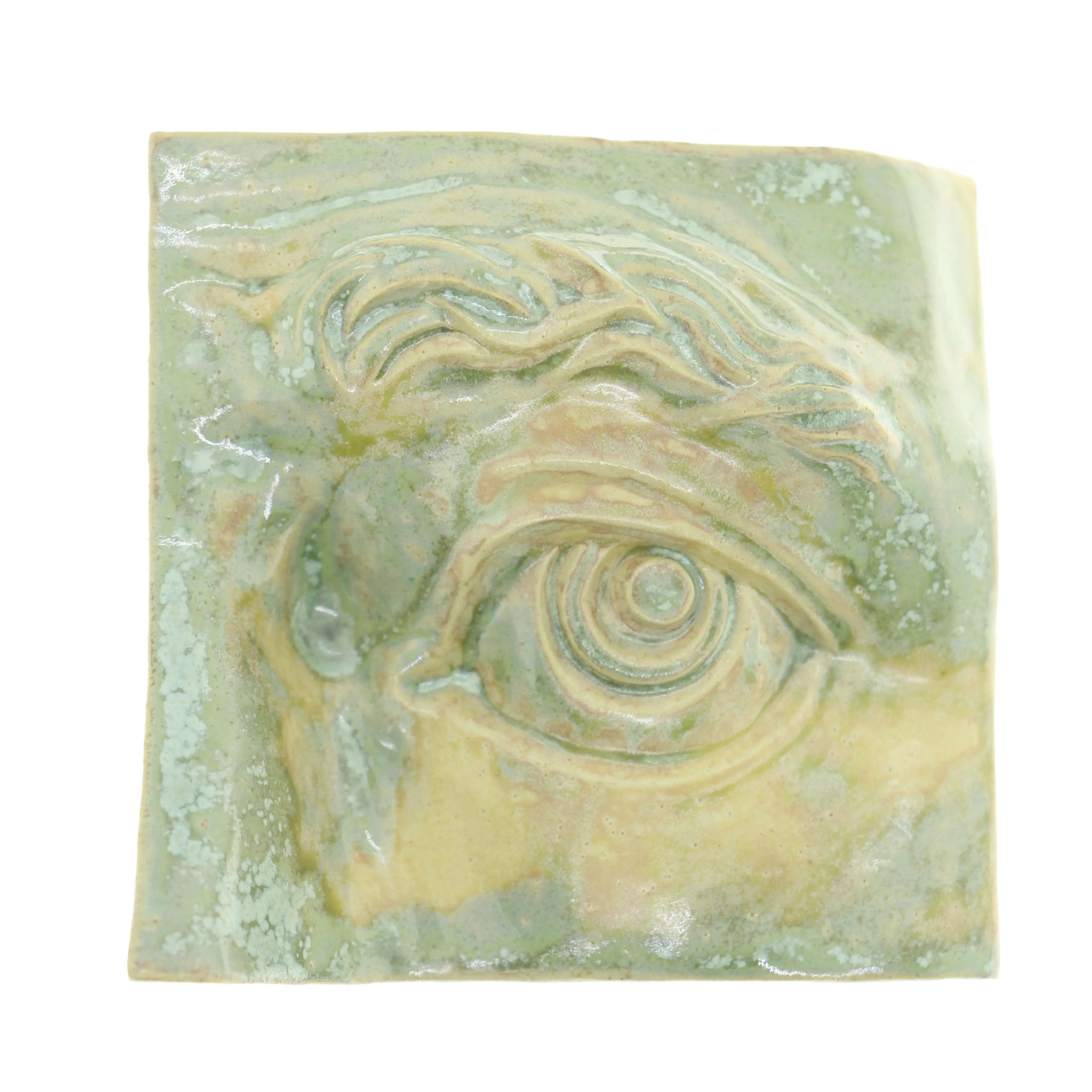 Jacob Larou | Square Eye (Left): Firkantet øje i glaseret stentøjsler i CopperGreen til væggen Studio Hafnia