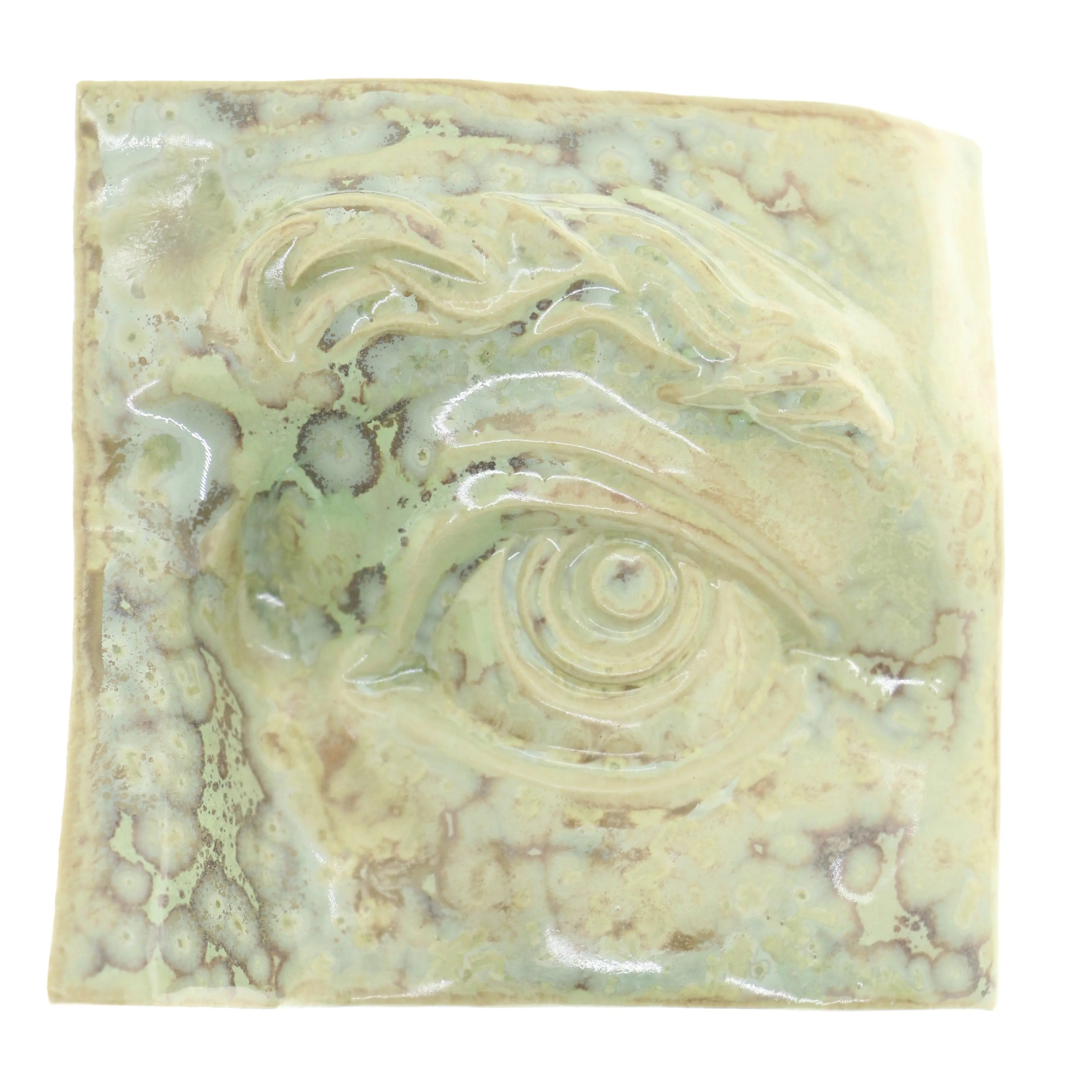 Jacob Larou | Square Eye (Left): Firkantet øje i glaseret stentøjsler i CrystalGreen til væggen Studio Hafnia