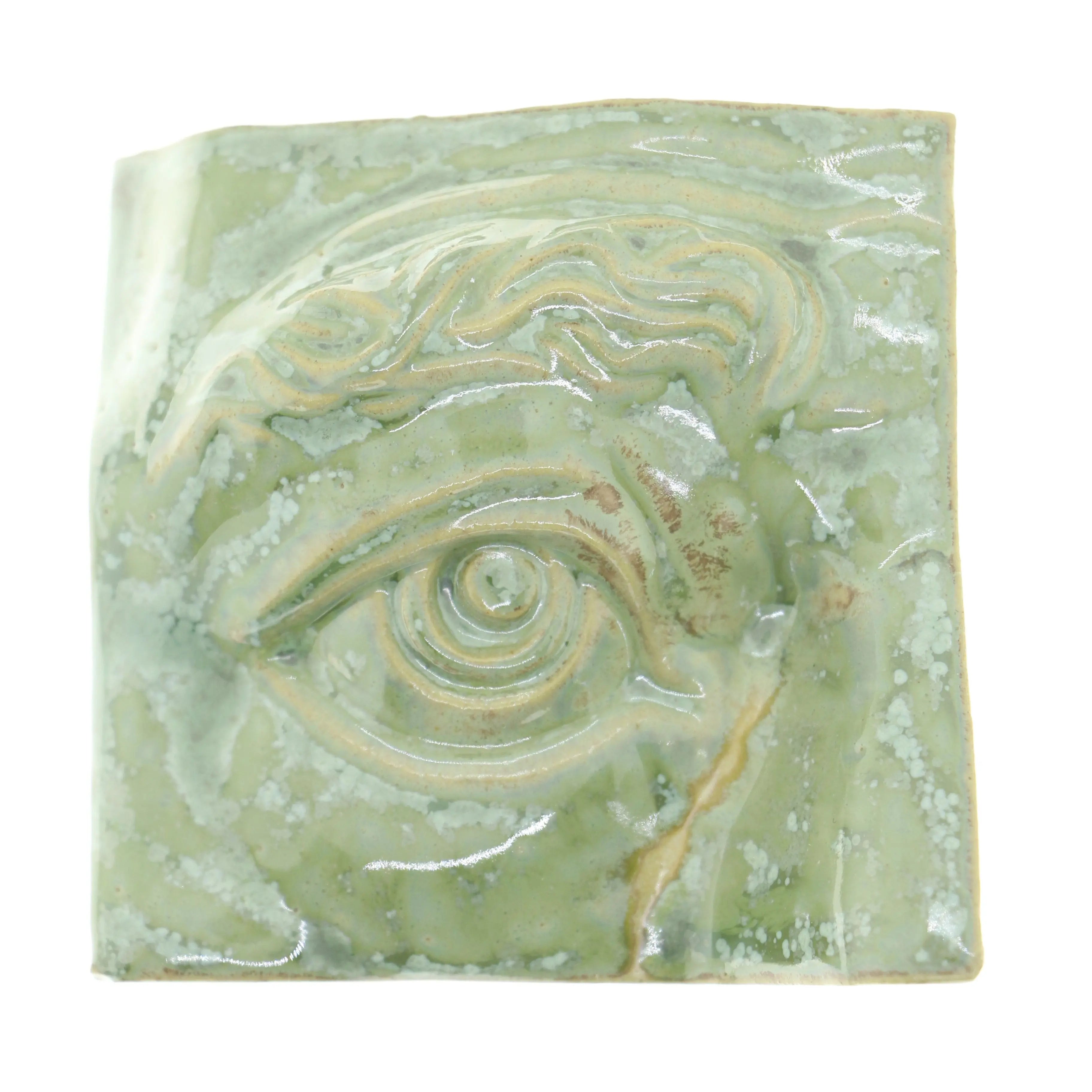 Jacob Larou | Square Eye (Right): Firkantet øje i glaseret stentøjsler i CopperGreen til væggen Studio Hafnia