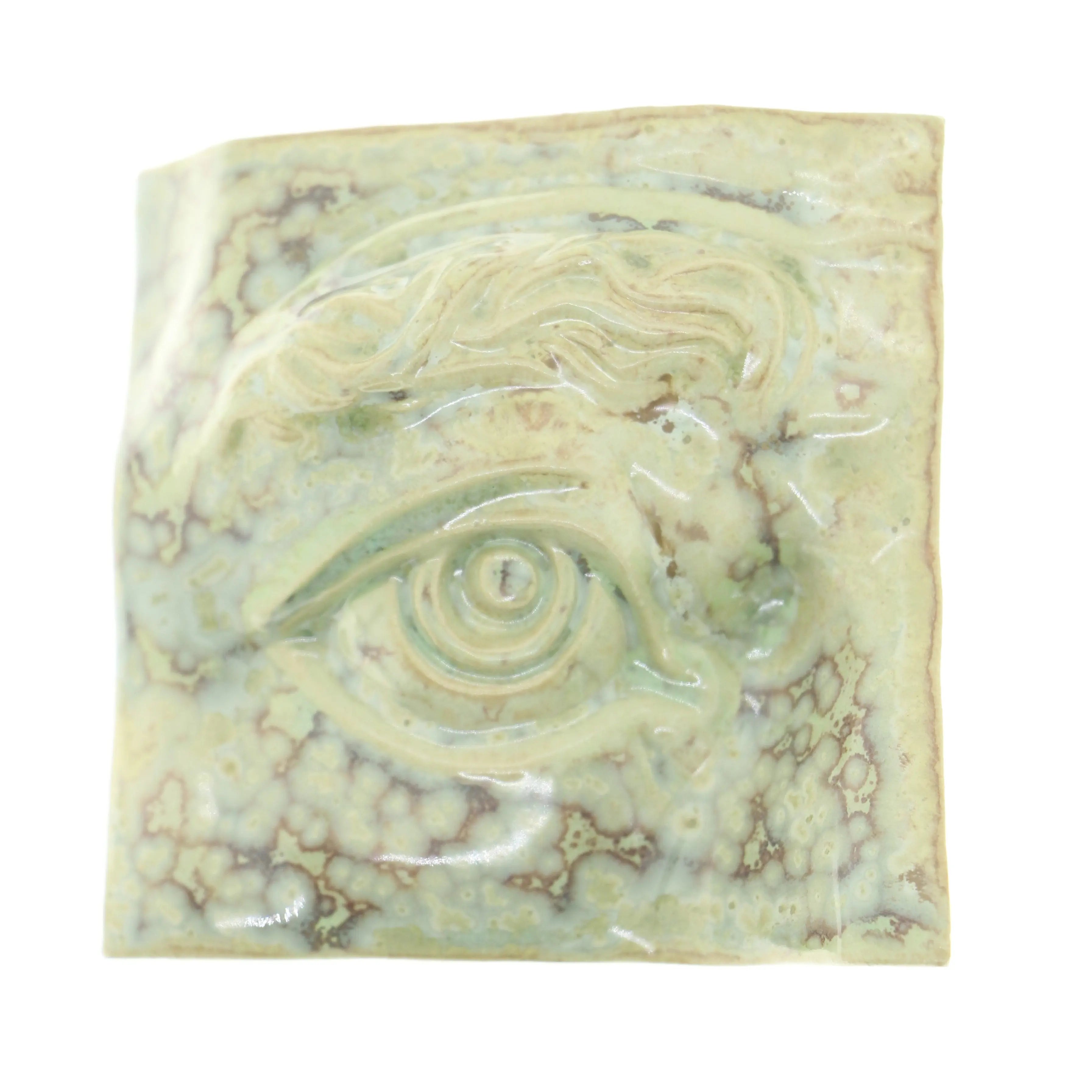 Jacob Larou | Square Eye (Right): Firkantet øje i glaseret stentøjsler i CrystalGreen til væggen Studio Hafnia