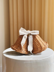 Sæt med 2 Hængende Rattan Juleklokker med Naturfarvet Sløjfe | D12 x H12 cm Studio Hafnia