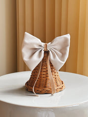 Stående Rattan Juleklokke med Lys Sløjfe | 12,5 x 12,5 cm Studio Hafnia