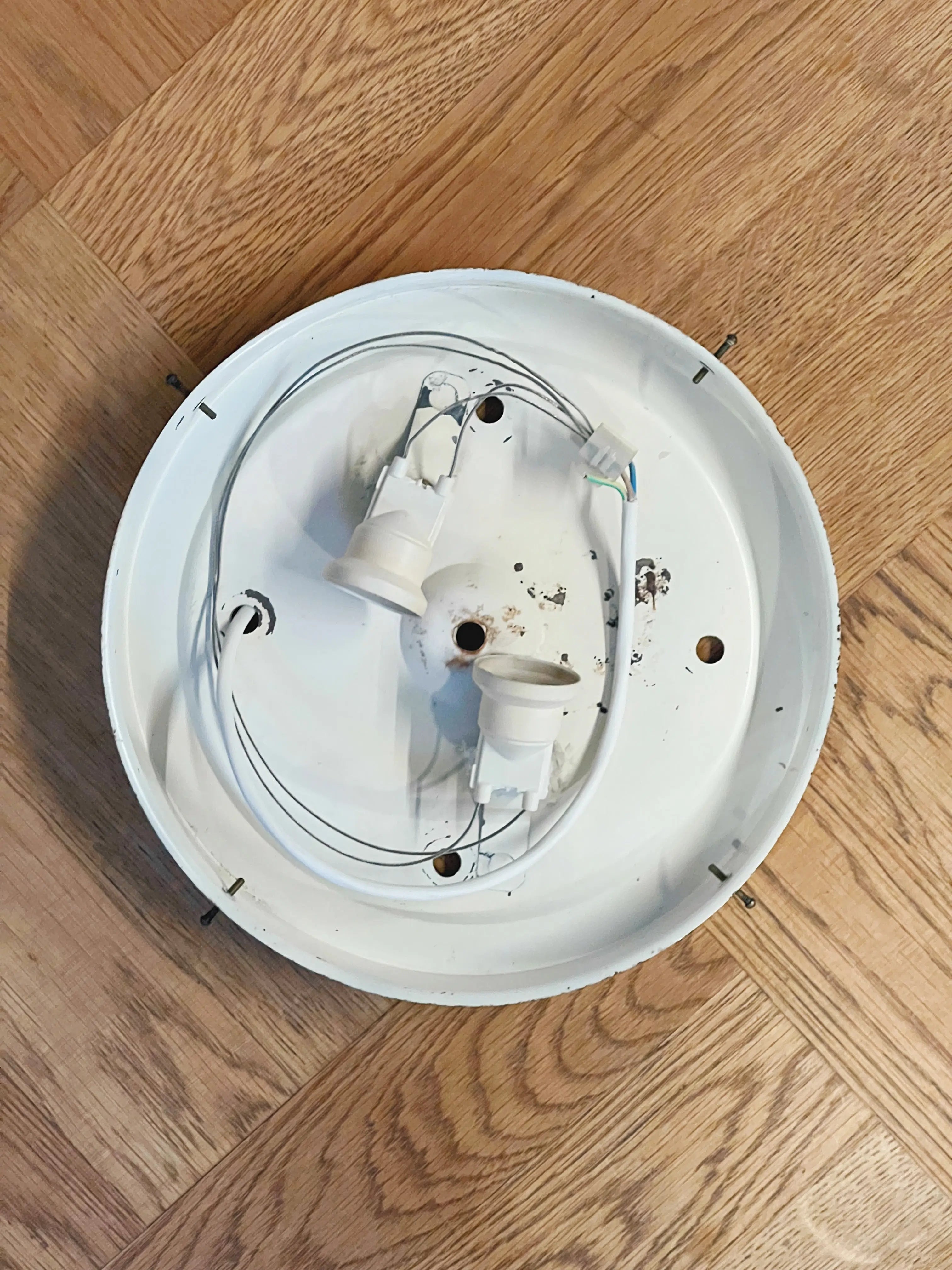 Vintage Murano plafond loftlampe/væglampe | Hvid, Ø33 cm Murano