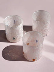 Murano Drikkeglas med flad bund | Hvid/Pink Murano