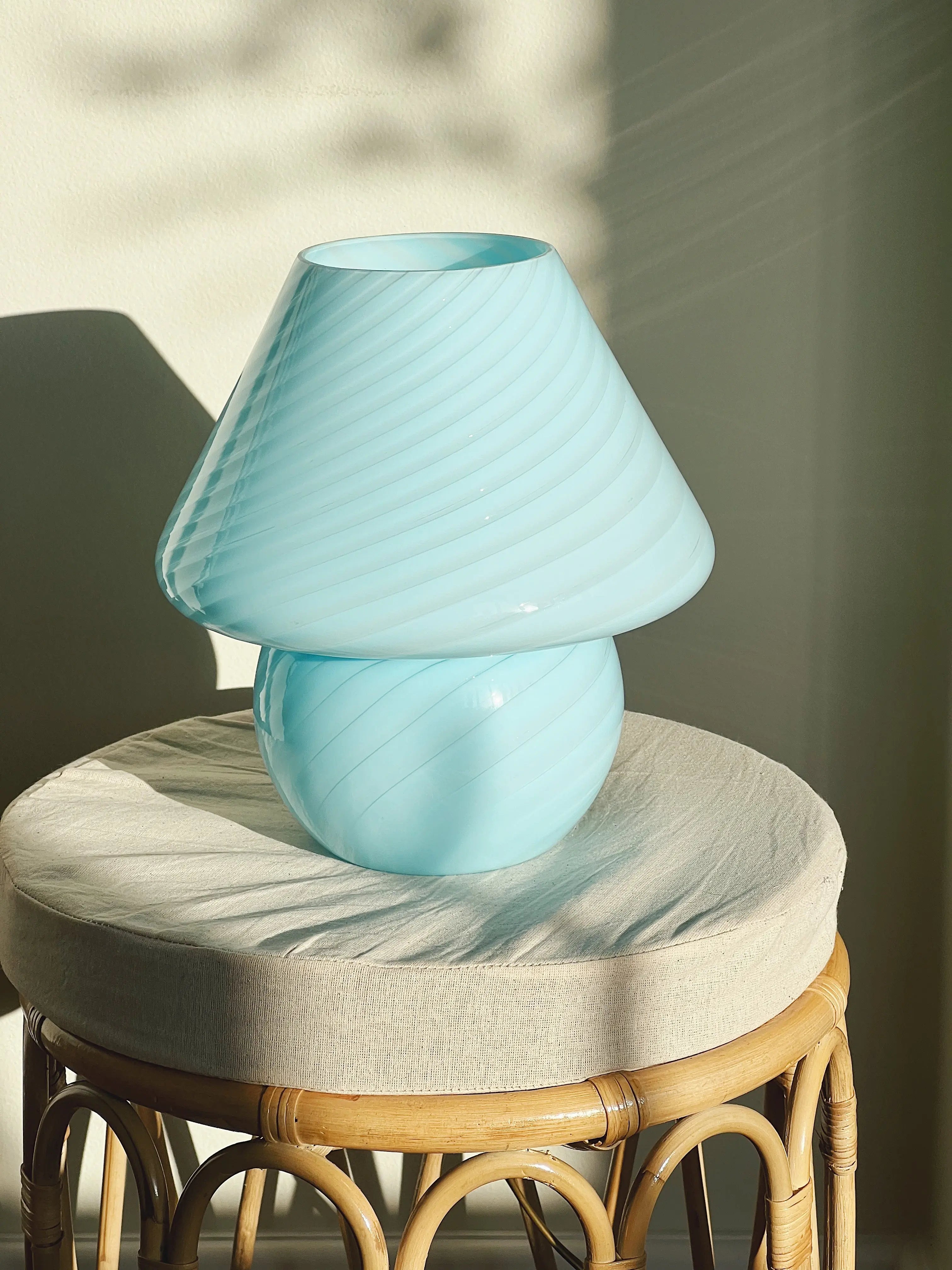 Vintage Murano Mushroom bordlampe | Blå, H26 cm Murano