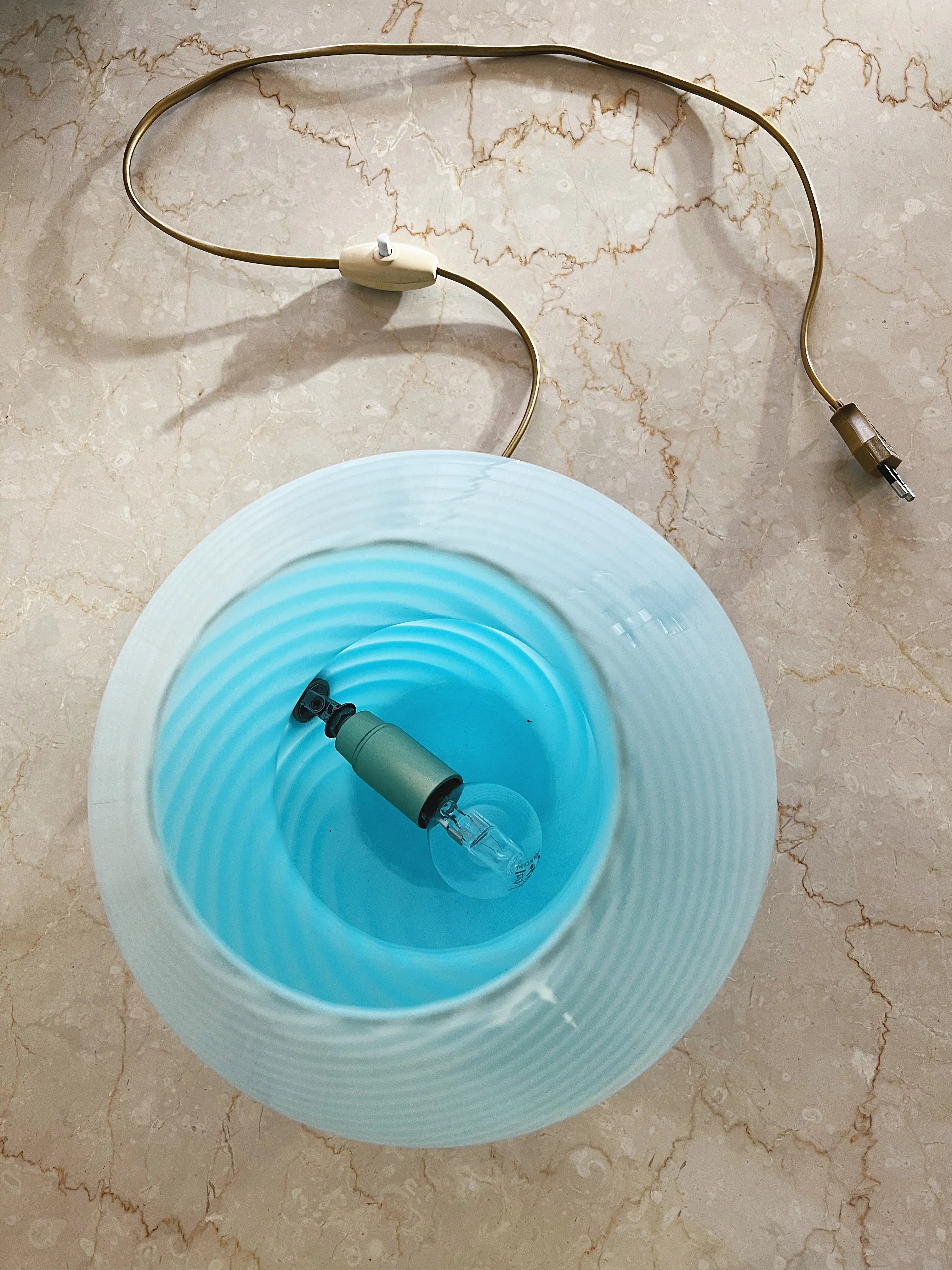 Vintage Murano Mushroom bordlampe | Blå, H26 cm Murano