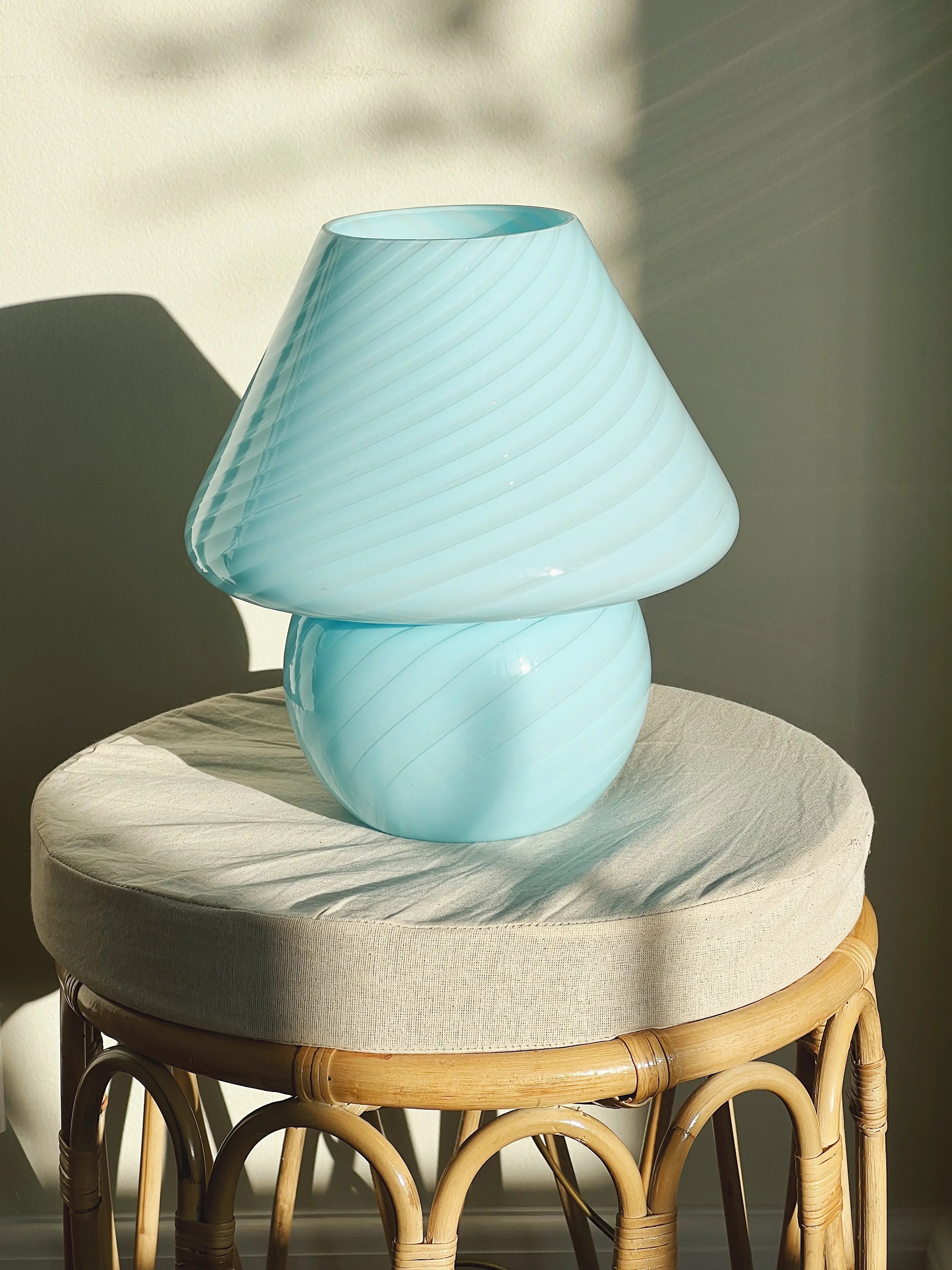 Vintage Murano Mushroom bordlampe | Blå, H26 cm Murano