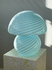 Vintage Murano Vetri Swirl Mushroom bordlampe | Blå, H40 cm Studio Hafnia