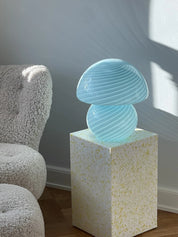 Vintage Murano Vetri Swirl Mushroom bordlampe | Blå, H40 cm Studio Hafnia