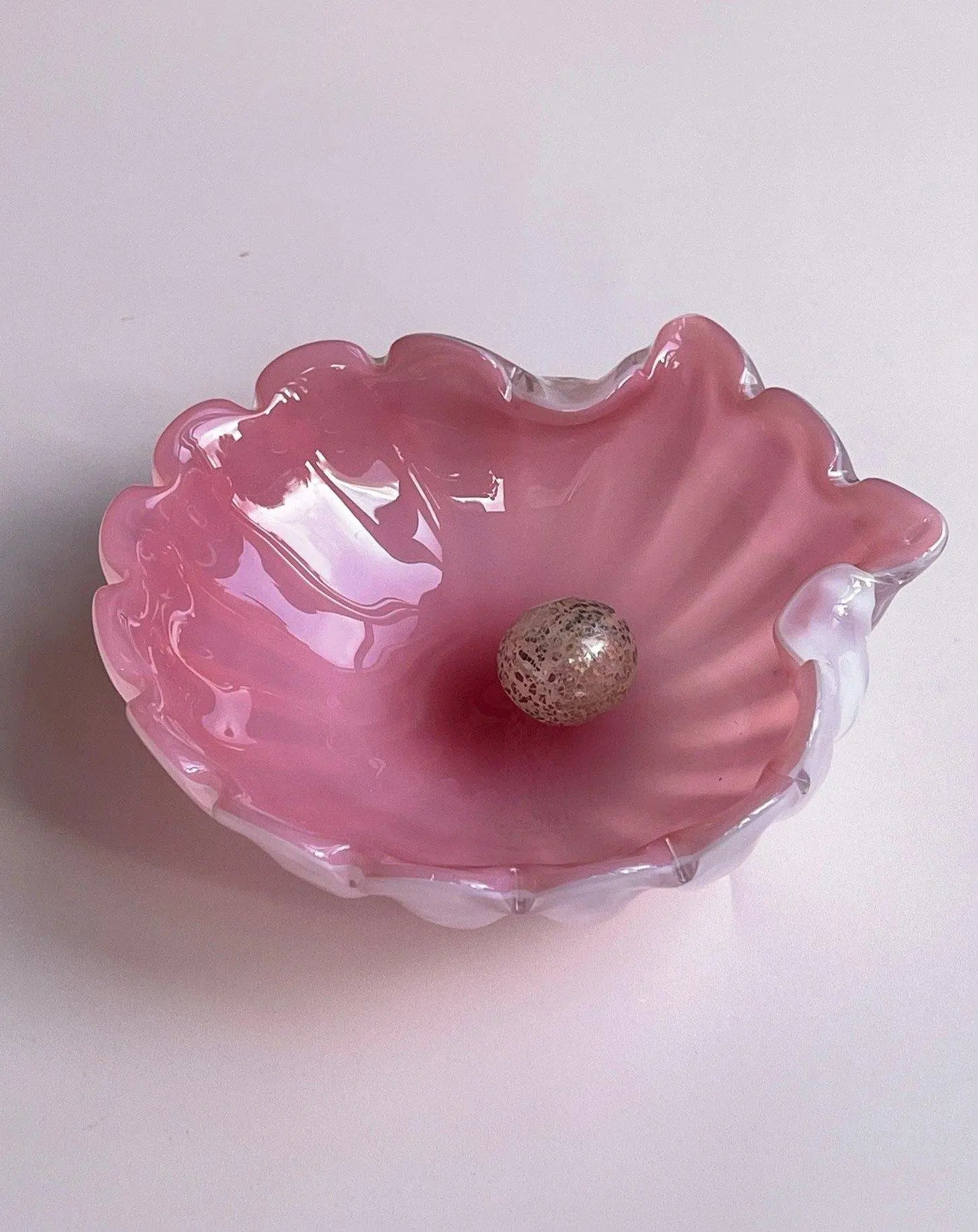 Vintage Murano musling/skål | Lys pink Murano