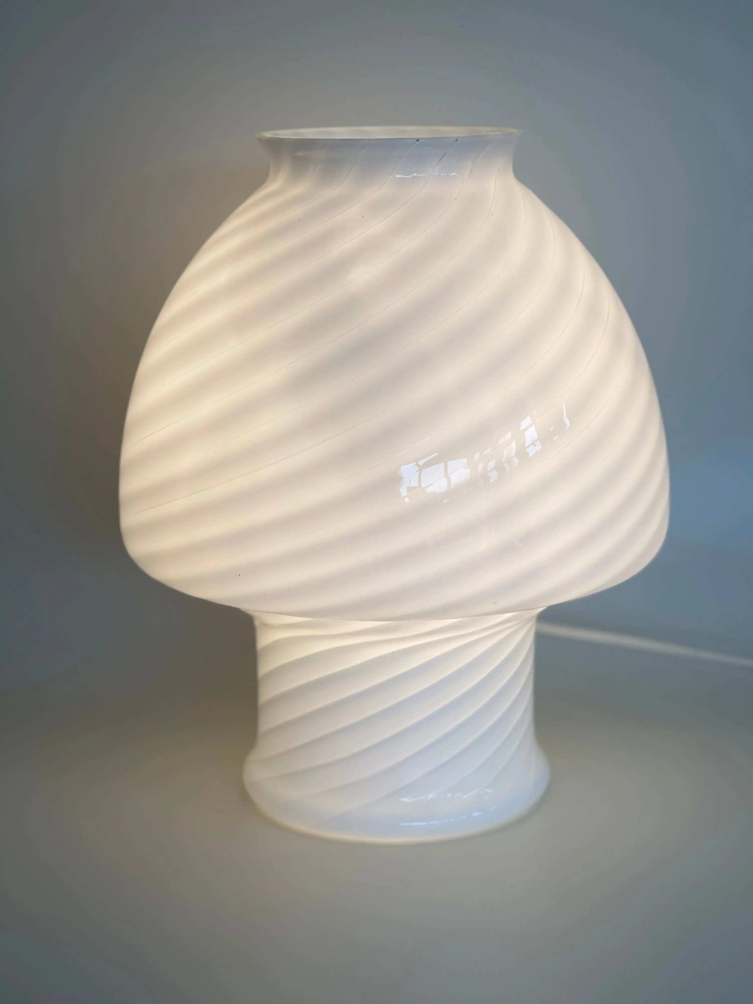 Vintage murano mushroom bordlampe | Hvid, H28cm Murano