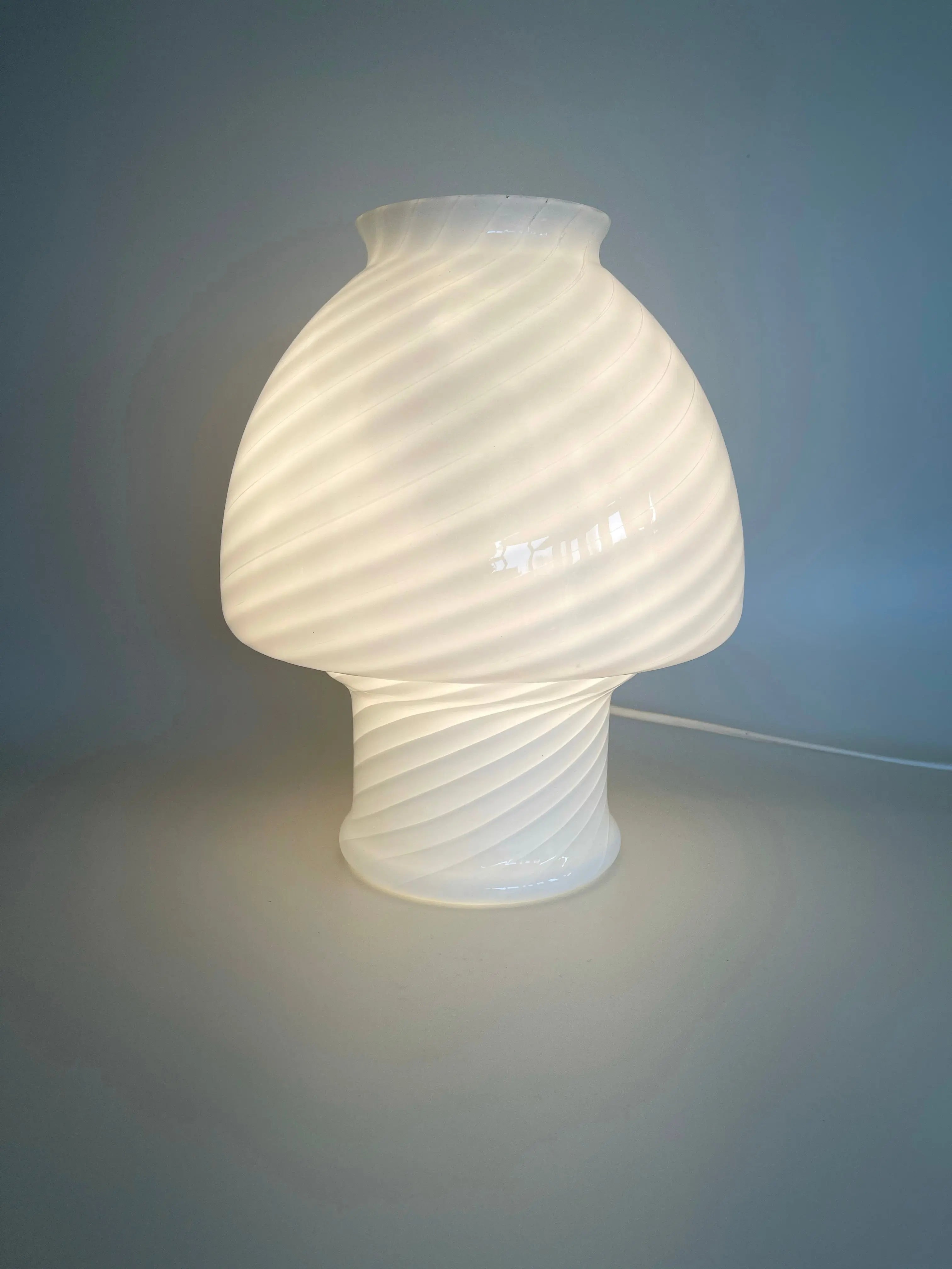 Vintage murano mushroom bordlampe | Hvid, H28cm Murano