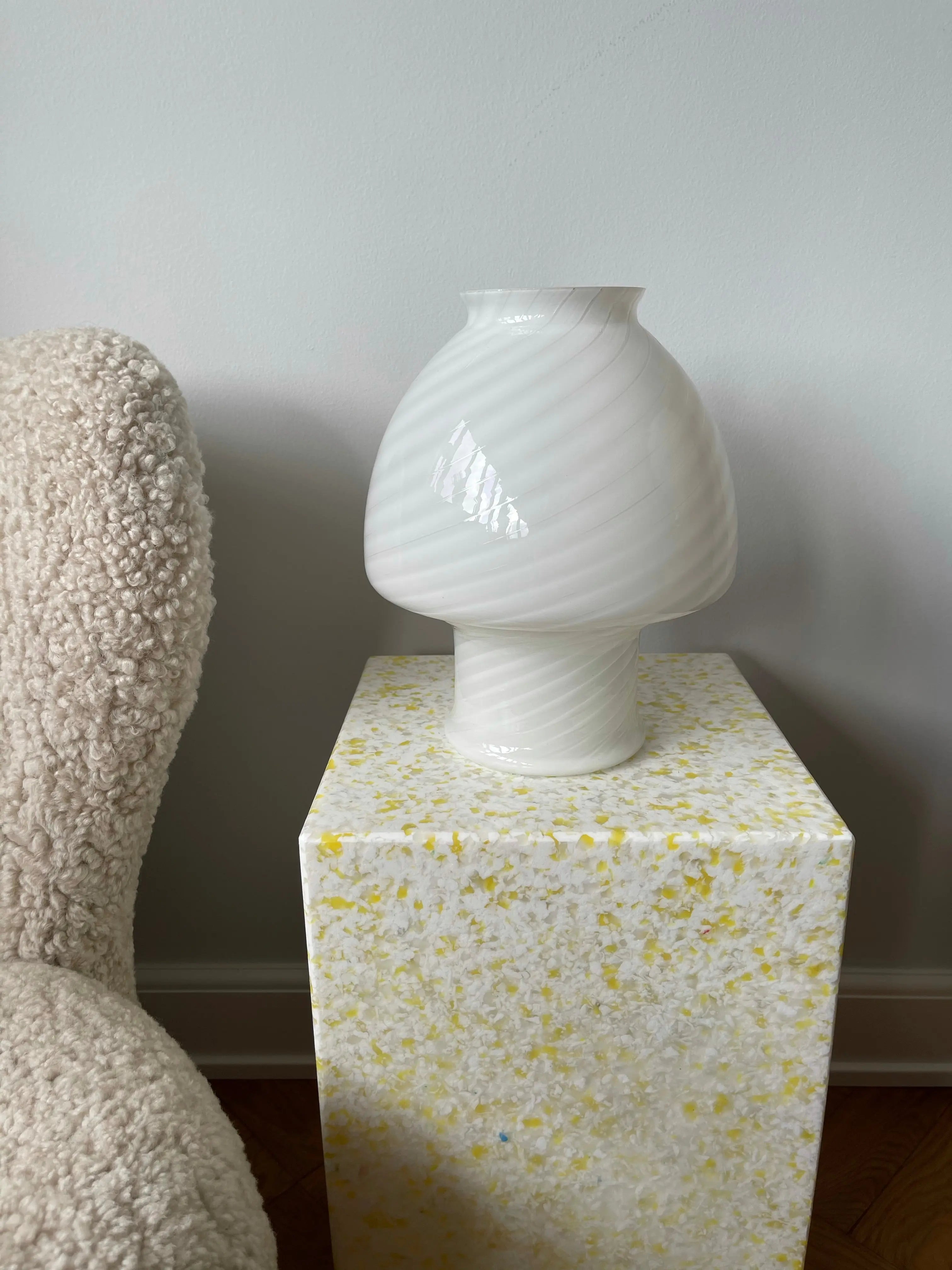 Vintage murano mushroom bordlampe | Hvid, H28cm Murano