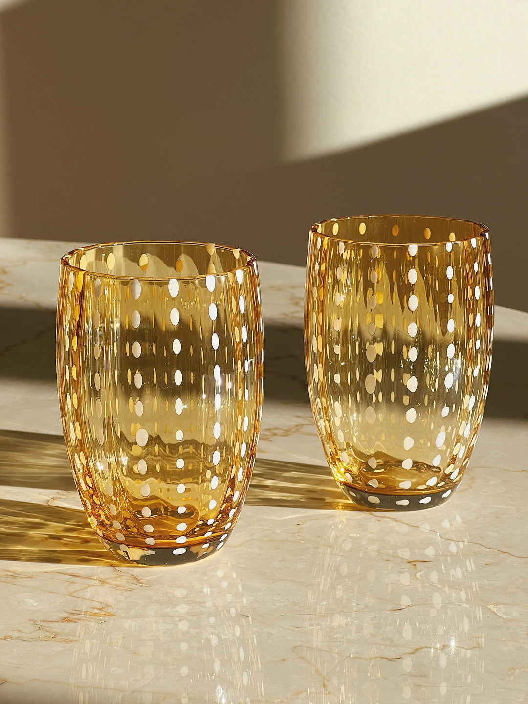 Zafferano - Perle vandglas | Amber prikker - 2 stk. Zafferano