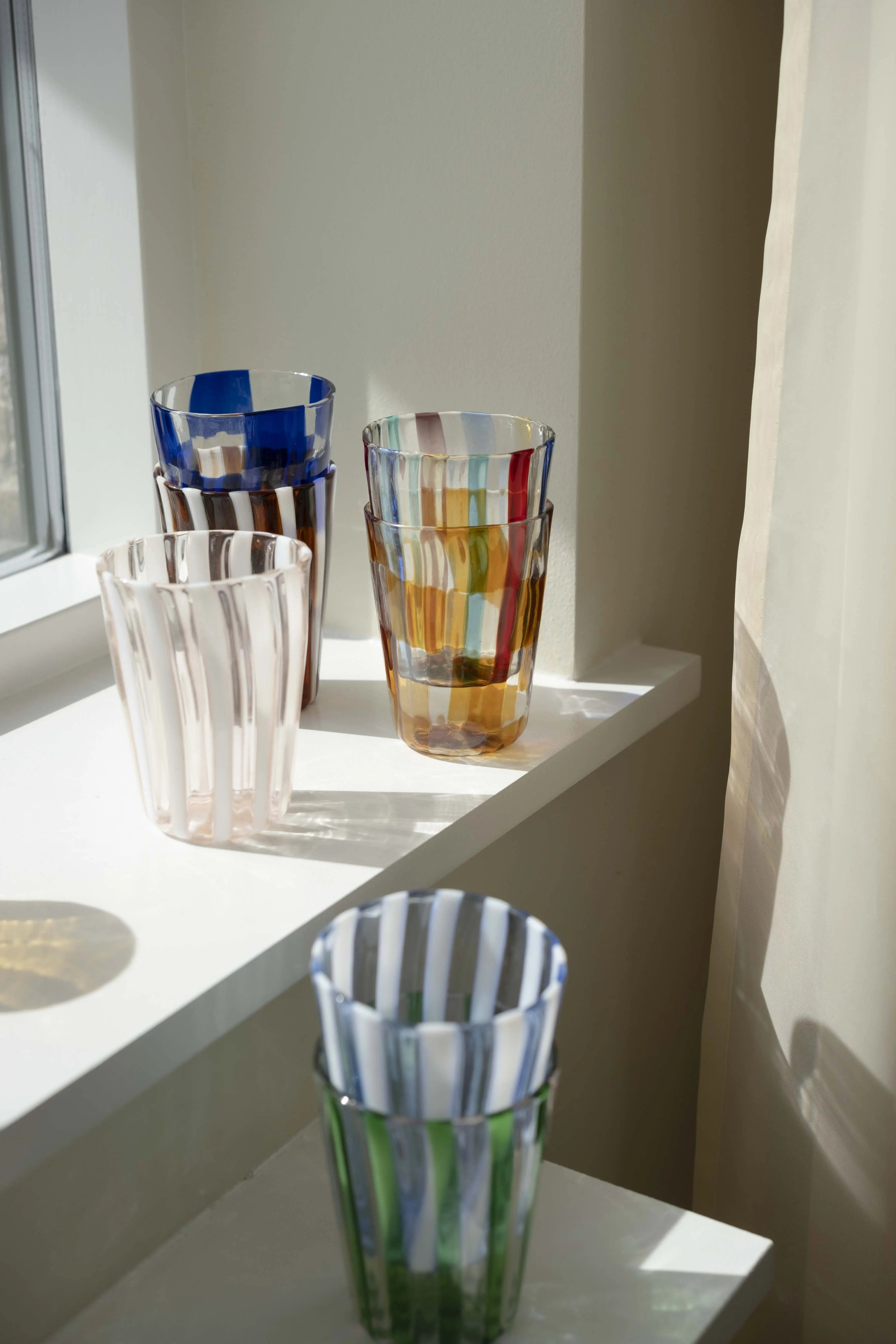 Mouth-blown Italian drinking glasses from Murano, Ichendorf Milano and Zafferano