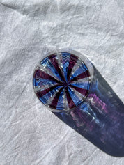 Håndblæst Murano Glas med Blå, Ametyst og Hvide Striber Murano