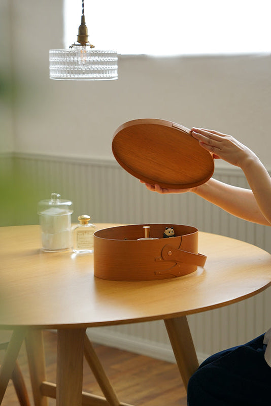 Shaker Swing Handle Box – oval cherry wood box with handle made in the classic Shaker tradition