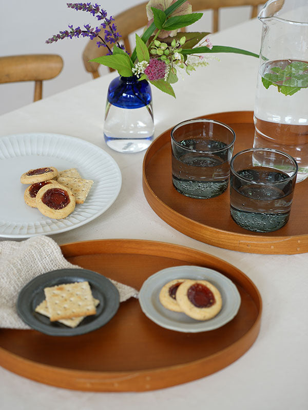 Shaker Round Tray Basic – round cherry wood tray for serving