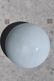 Vintage Murano plafond loftslampe/væglampe i hvidt swirl-glas, Ø28 cm