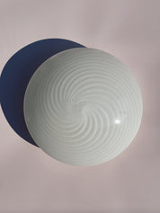 Vintage Murano plafondlampe i hvidt swirl glas | Loft-/væglampe Ø30 cm Murano