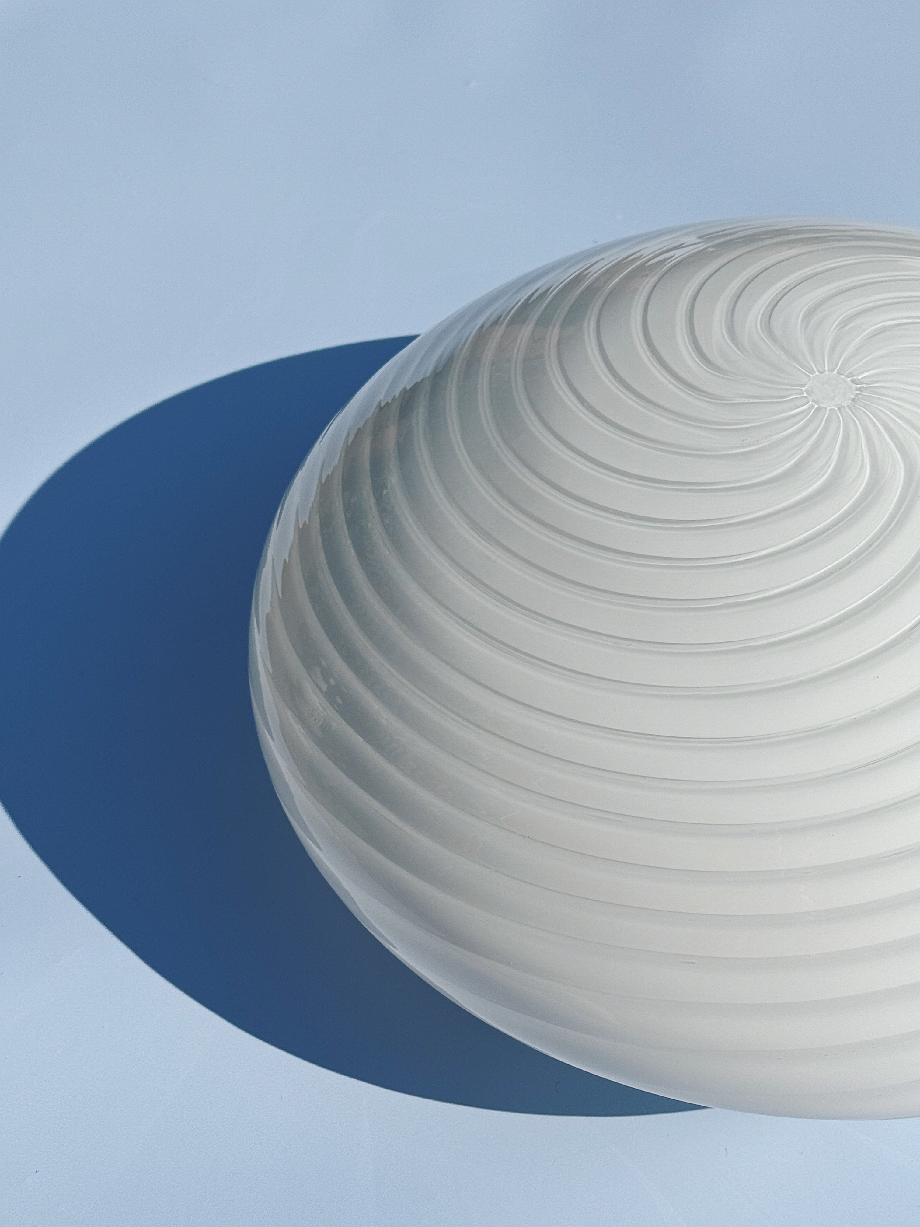 Vintage Murano Swirl Plafond Lampe | Hvid Ø28 cm – Loft eller Vægmontering Murano