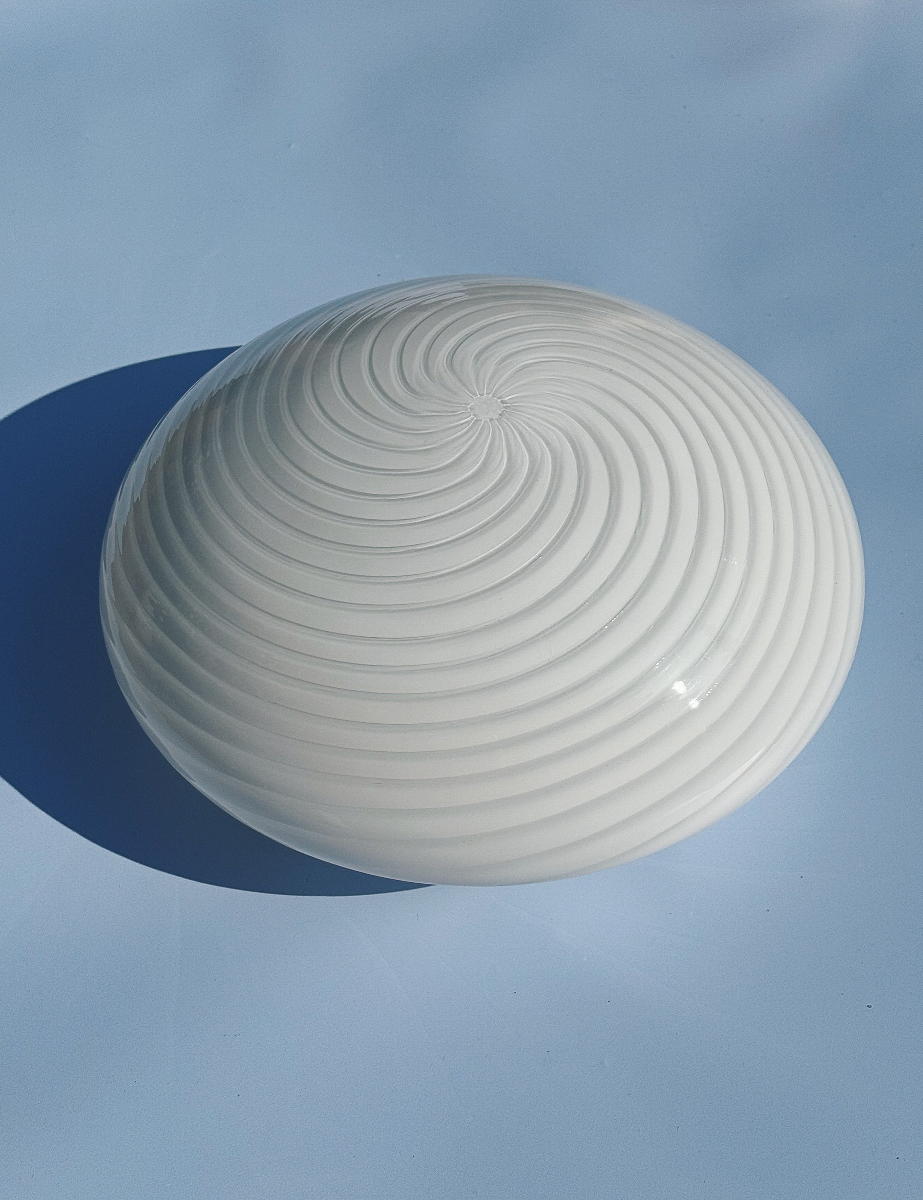 Vintage Murano Swirl Plafond Lampe | Hvid Ø28 cm – Loft eller Vægmontering Murano