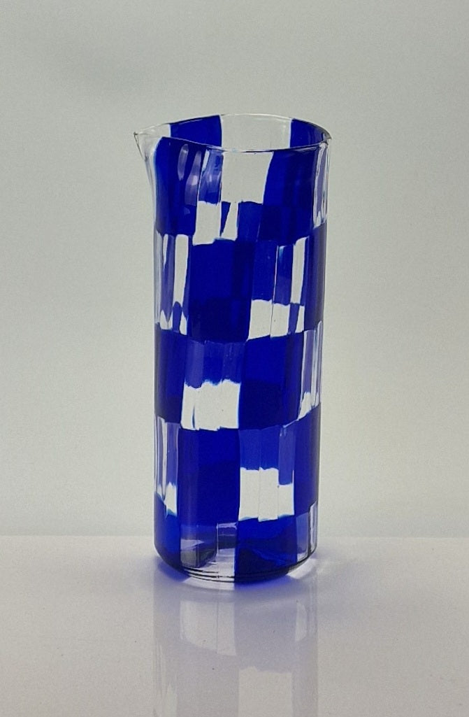 Håndblæst Murano Karaffel i Glas med Skaktern i Mørkeblå Murano