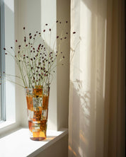 Håndblæst Murano Vase i Glas med Skaktern i topasfarvet (gylden gul) Studio Hafnia
