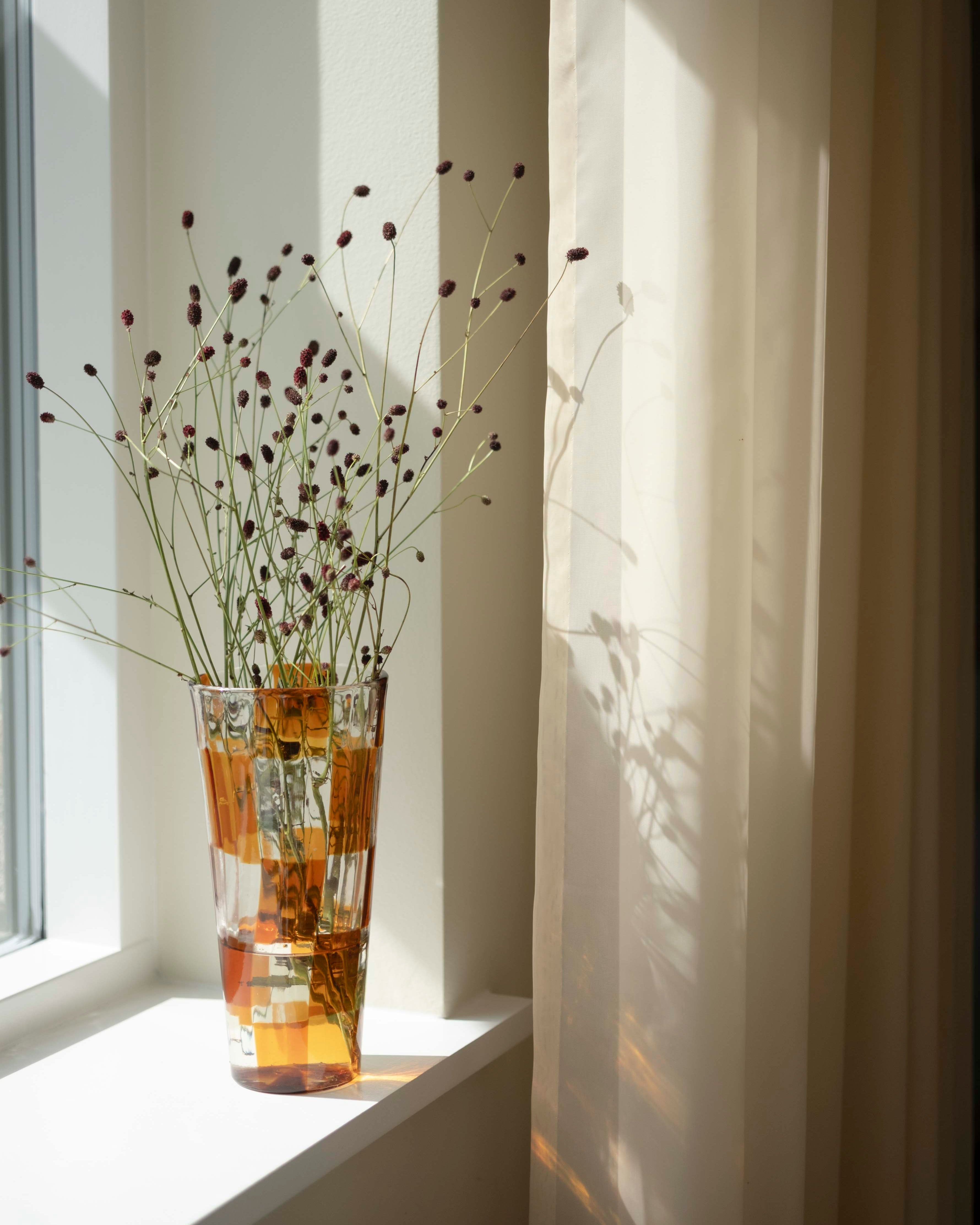 Håndblæst Murano Vase i Glas med Skaktern i topasfarvet (gylden gul) Studio Hafnia