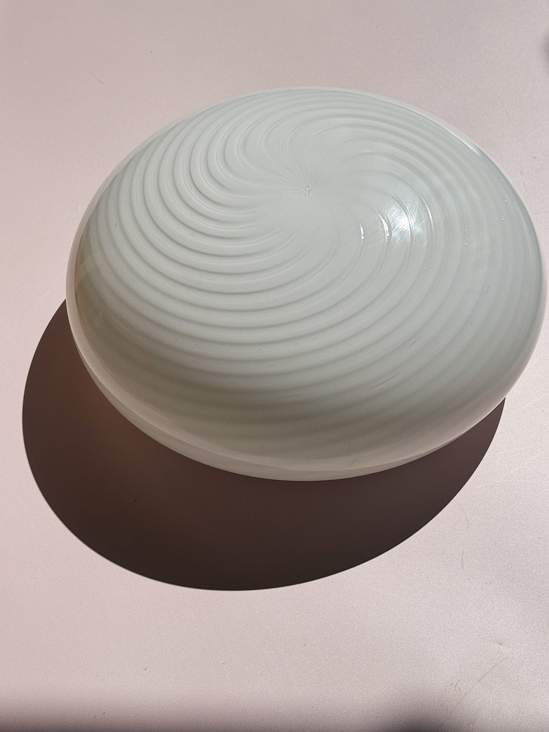 Vintage Murano Plafondlampe i Hvidt Swirl Glas | Loft-/Væglampe Ø29 cm Studio Hafnia