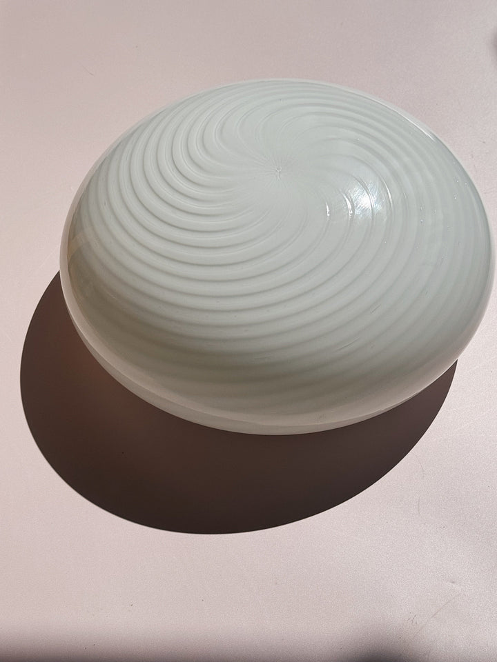 Vintage Murano Plafondlampe i Hvidt Swirl Glas | Loft-/Væglampe Ø29 cm Studio Hafnia