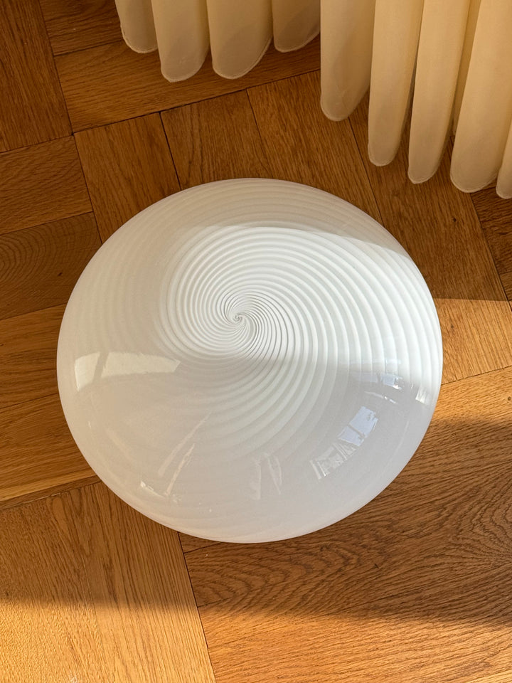 Vintage murano swirl plafond lofts/væglampe | Hvid 28 cm