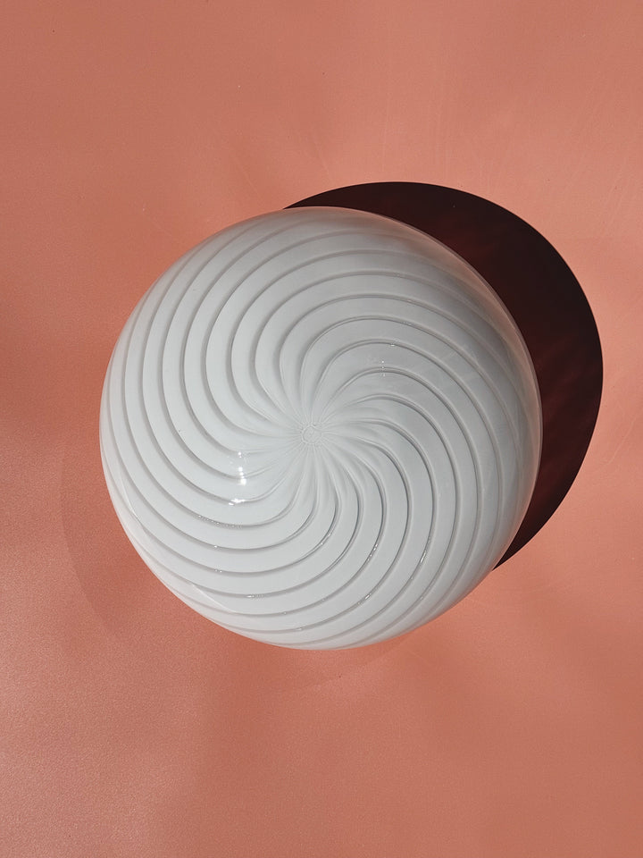 Vintage Murano plafondlampe i hvidt swirl-glas | Loft- og væglampe Ø30 cm Studio Hafnia