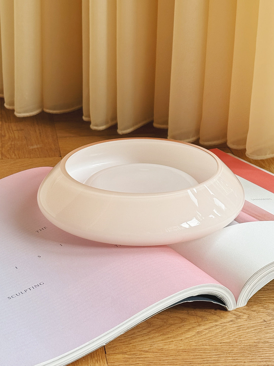 Vintage Murano skål i rosa opalineglas | Michielotto | Ø21 cm Murano