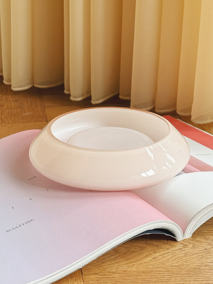 Vintage Murano skål i rosa opalineglas | Michielotto | Ø21 cm Murano