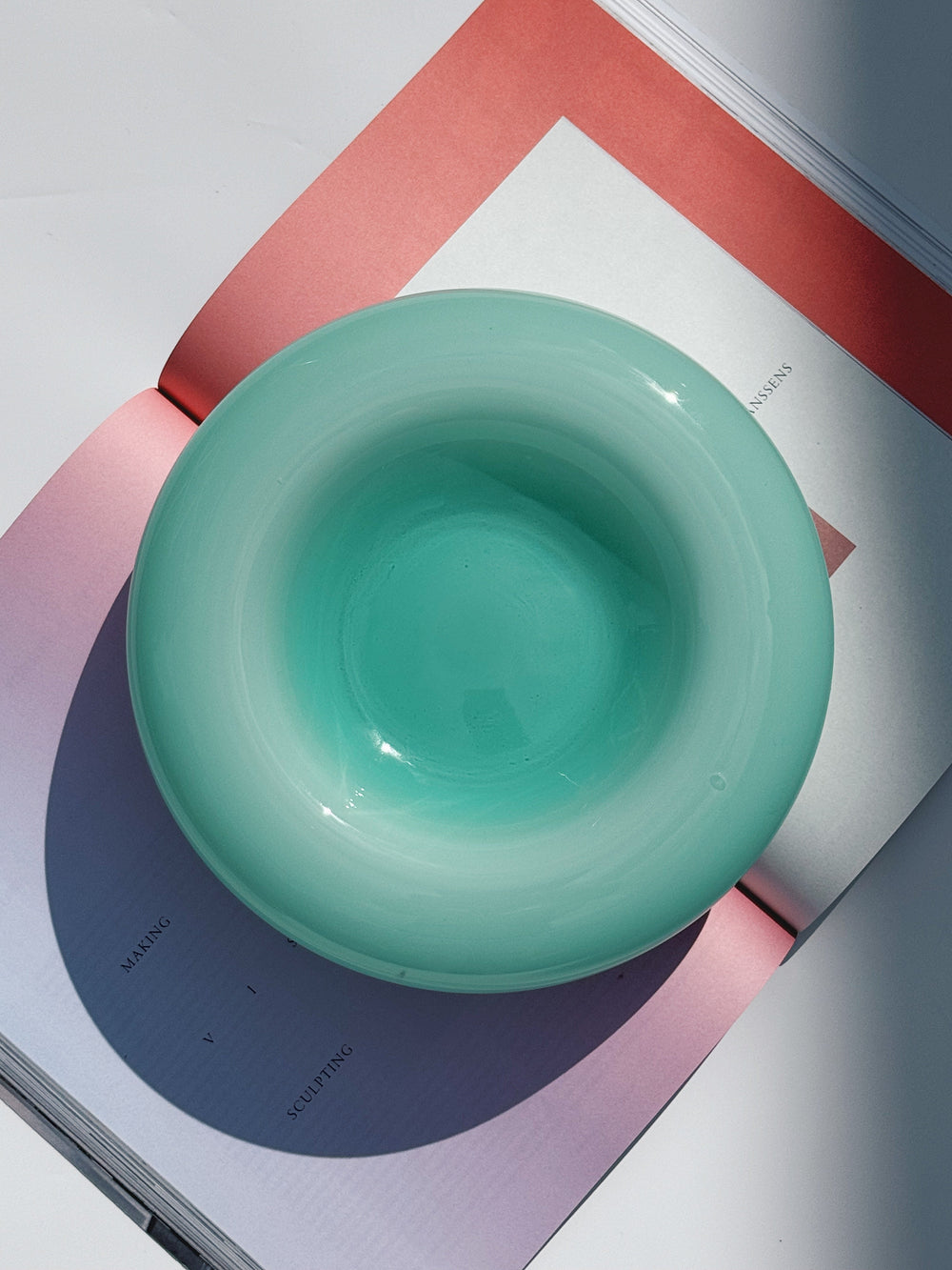Vintage Murano Skål i Lysegrøn Opalglas | D24 cm Murano